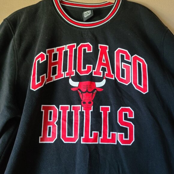 Ultra Game NBA Chicago Bulls Fleece Crewneck Sweatshirt UNISEX L Black LS NWOT - Picture 5 of 7